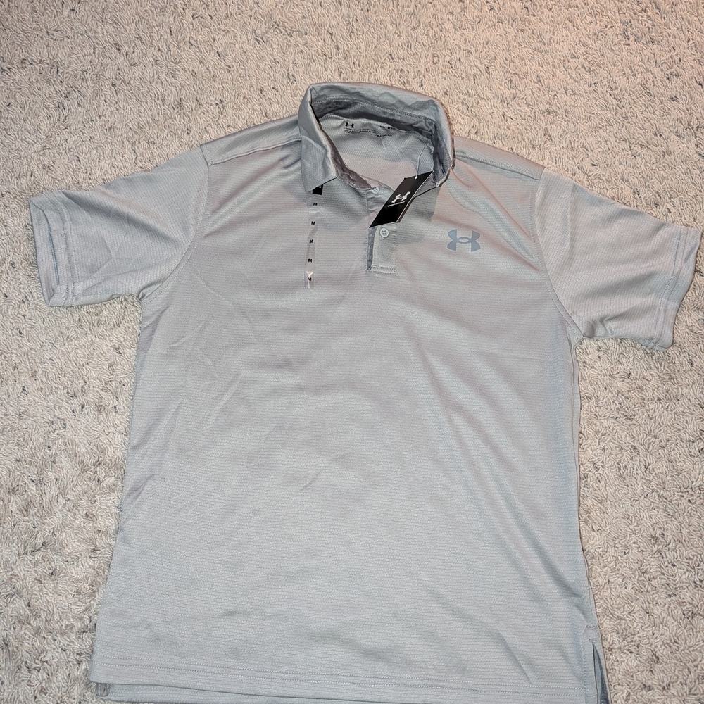 NWT Under Armour Mens Tech Gray Polo Size M